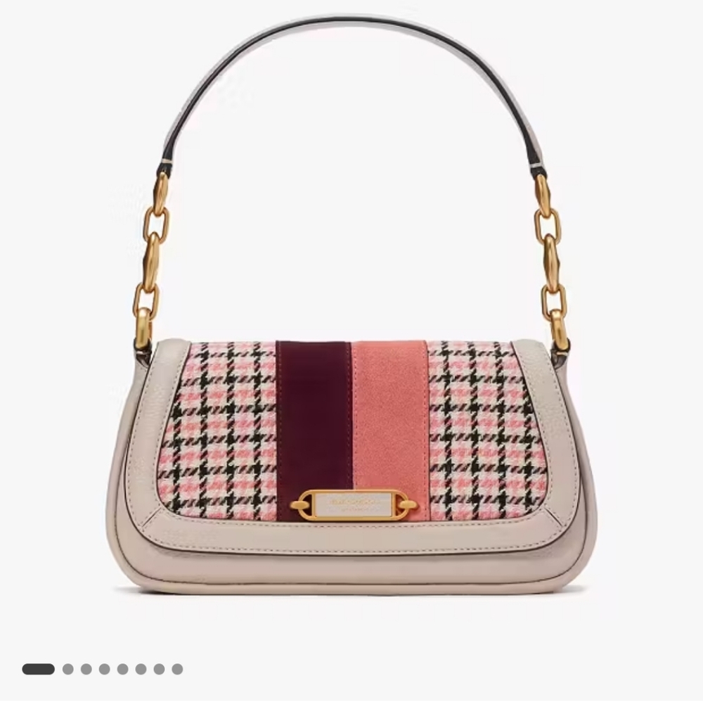Kate Spade Gramercy Racing Stripe Plaid Twill Small flap Shoulder Bag